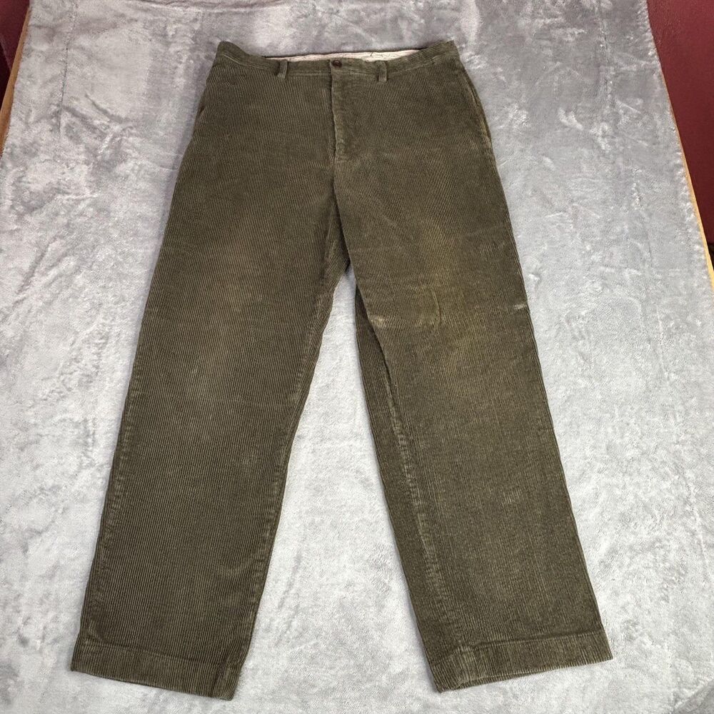 Nautica Clipper Pants Mens 34x32 Green Corduroy Relaxed Fit Straight Leg Casual